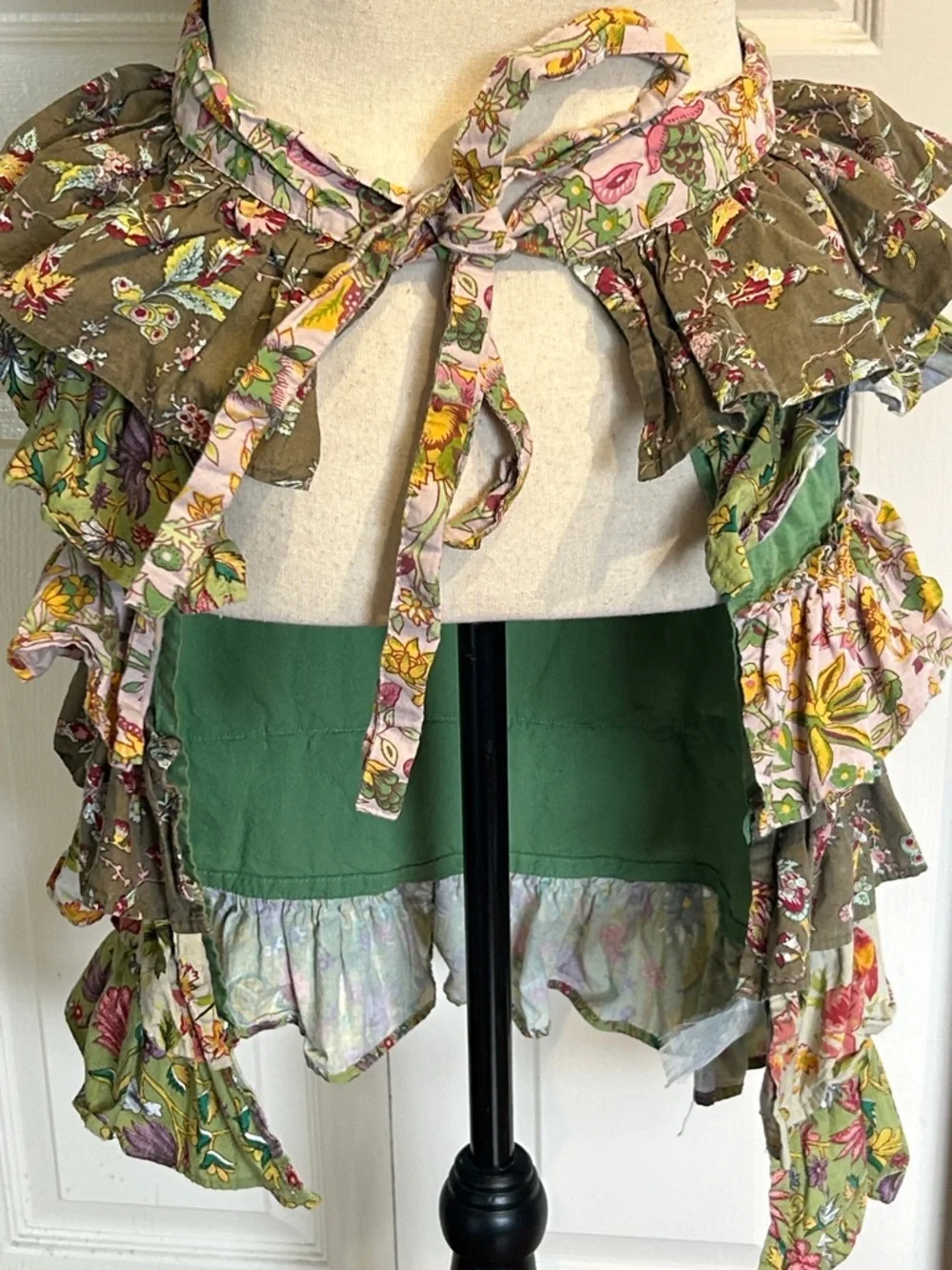 Vintage Multi Fabric Ruffled Apron